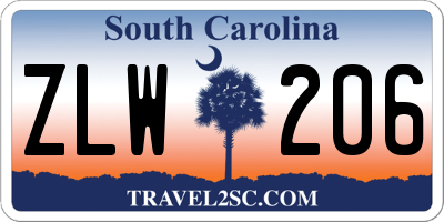 SC license plate ZLW206