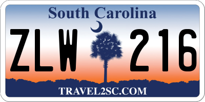 SC license plate ZLW216