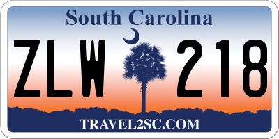 SC license plate ZLW218