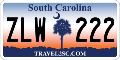 SC license plate ZLW222