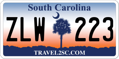 SC license plate ZLW223