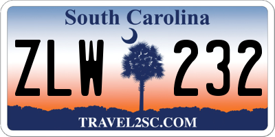 SC license plate ZLW232