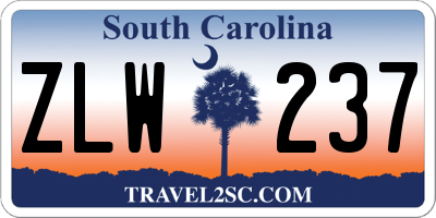 SC license plate ZLW237