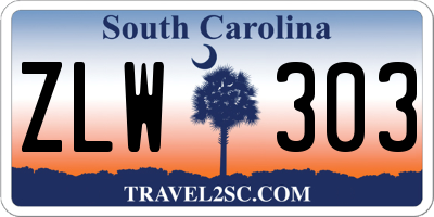 SC license plate ZLW303