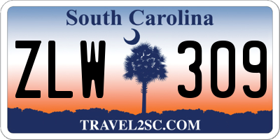 SC license plate ZLW309