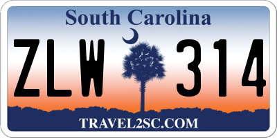 SC license plate ZLW314
