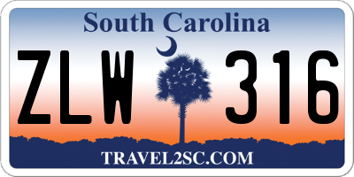 SC license plate ZLW316