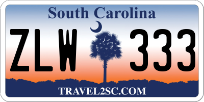 SC license plate ZLW333