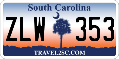 SC license plate ZLW353