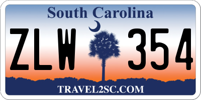 SC license plate ZLW354