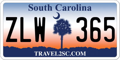 SC license plate ZLW365