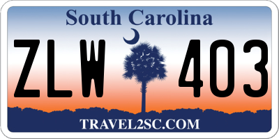 SC license plate ZLW403