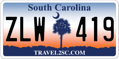 SC license plate ZLW419