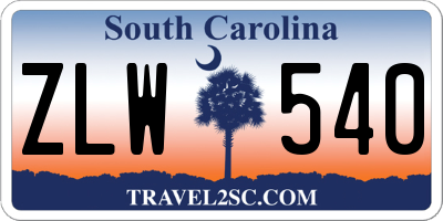 SC license plate ZLW540