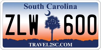 SC license plate ZLW600