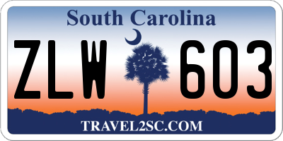SC license plate ZLW603