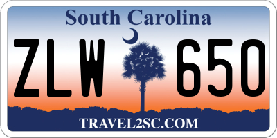 SC license plate ZLW650