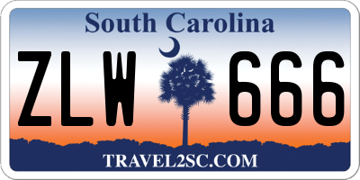 SC license plate ZLW666