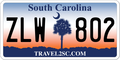 SC license plate ZLW802