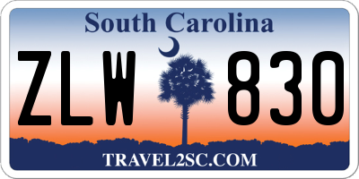 SC license plate ZLW830