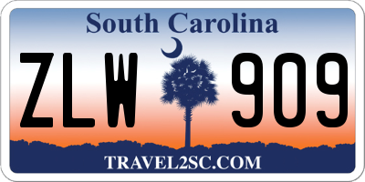 SC license plate ZLW909