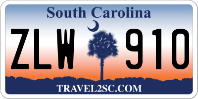 SC license plate ZLW910