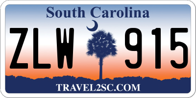 SC license plate ZLW915