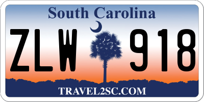 SC license plate ZLW918