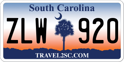 SC license plate ZLW920