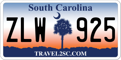 SC license plate ZLW925