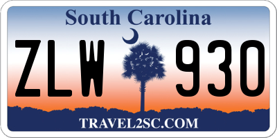 SC license plate ZLW930