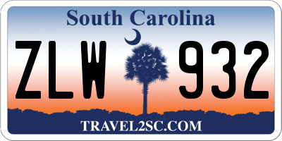 SC license plate ZLW932