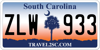 SC license plate ZLW933