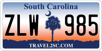 SC license plate ZLW985