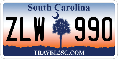 SC license plate ZLW990