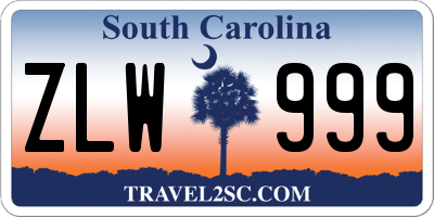 SC license plate ZLW999