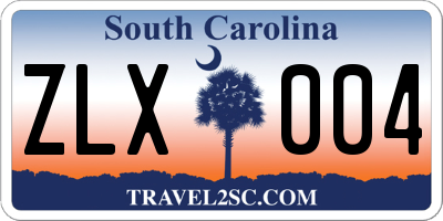 SC license plate ZLX004