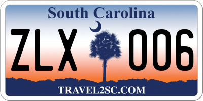 SC license plate ZLX006