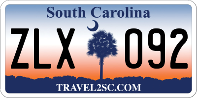 SC license plate ZLX092