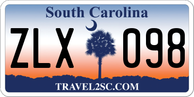 SC license plate ZLX098