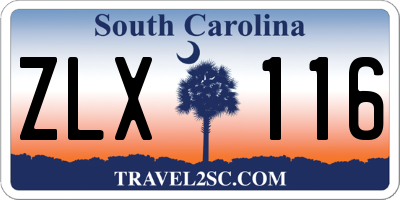 SC license plate ZLX116