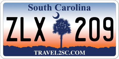 SC license plate ZLX209