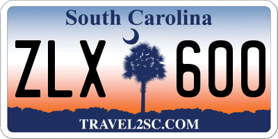 SC license plate ZLX600