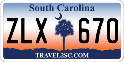 SC license plate ZLX670
