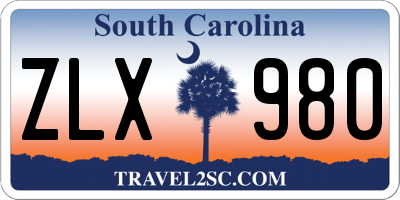 SC license plate ZLX980