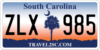 SC license plate ZLX985