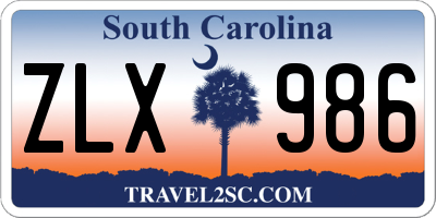 SC license plate ZLX986