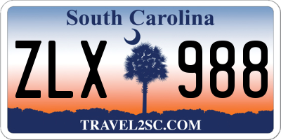 SC license plate ZLX988