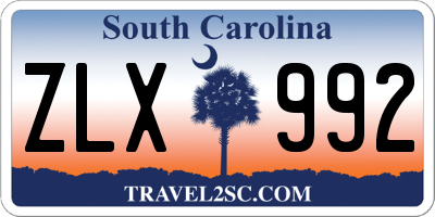 SC license plate ZLX992