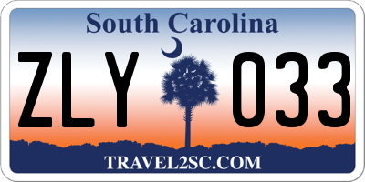 SC license plate ZLY033